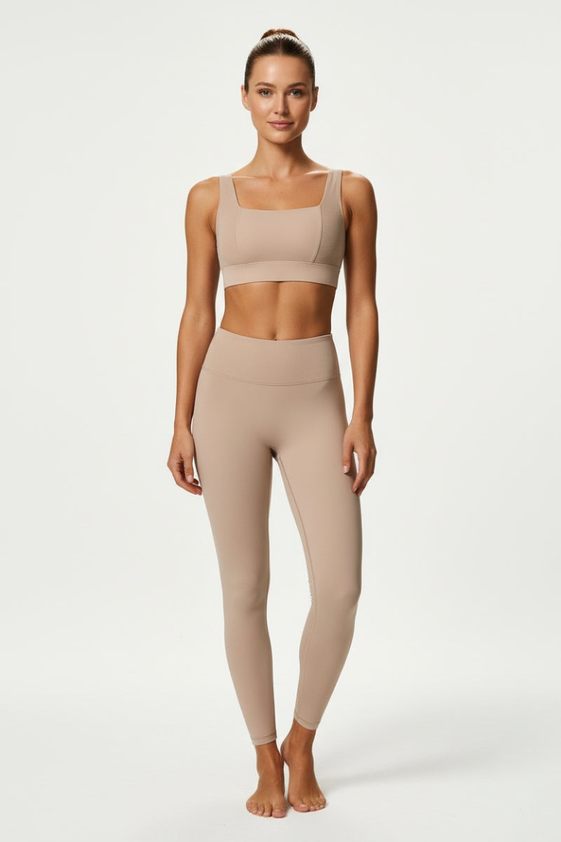 NoonFit Sculpt Set – Yüksek Bel Toparlayıcı Tayt & V Sırt Destekli Spor Sütyeni