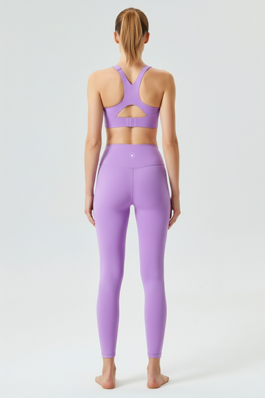 Noonfit Soft Lilac Sculpt Set – Yüksek Bel Toparlayıcı Tayt & Spor Sütyeni
