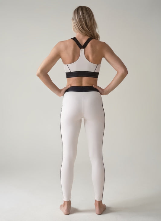 Pilates Tayt Spor Sütyeni Seti Ekru - Yüksek Bel | NOONFIT