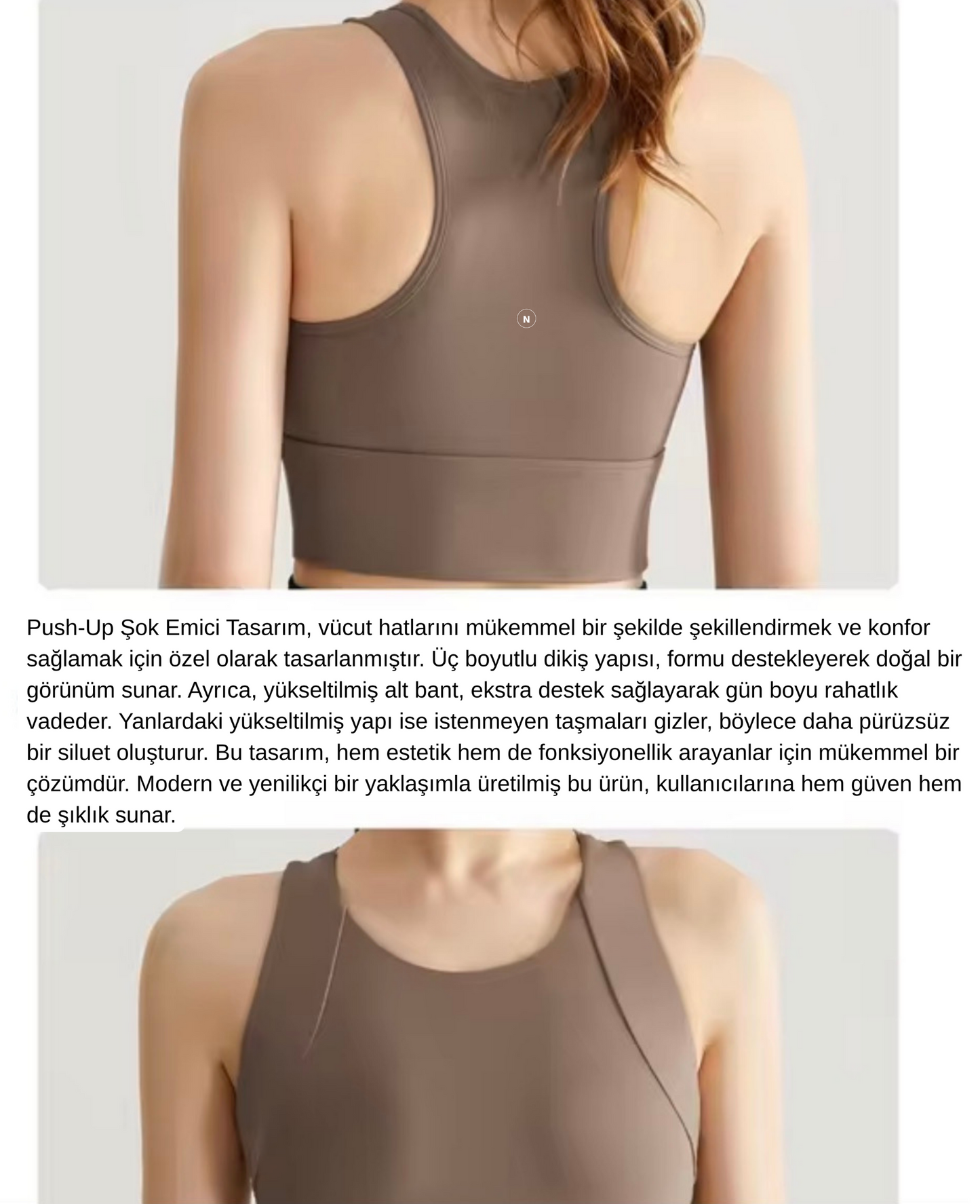 NoonFit Sculpt Destekli Spor Sütyeni – Push-Up Etkili, Yüksek Destek, Hızlı Kuruyan Kumaş