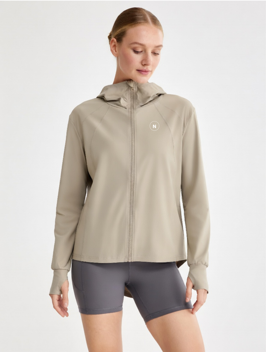 NoonFit Zip-Up Kapüşonlu Spor Ceket – Hafif, Nefes Alabilir & UV Korumalı Zip Hoodie