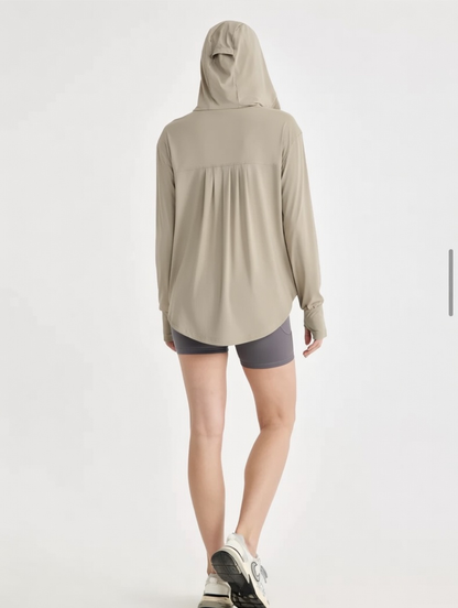 NoonFit Zip-Up Kapüşonlu Spor Ceket – Hafif, Nefes Alabilir & UV Korumalı Zip Hoodie