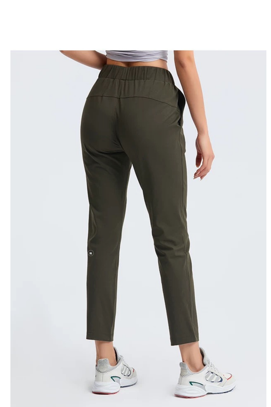 Noonfit Flow – Yüksek Bel Toparlayıcı Yoga & Günlük Pantolon | Dört Yönlü Streç -Haki