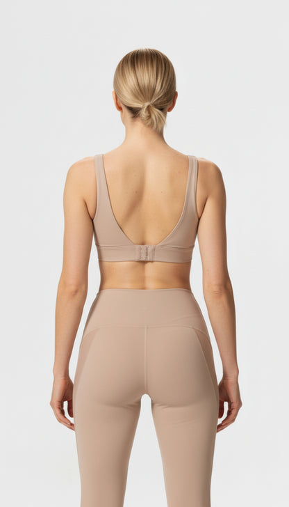 NoonFit Sculpt Set – Yüksek Bel Toparlayıcı Tayt & V Sırt Destekli Spor Sütyeni