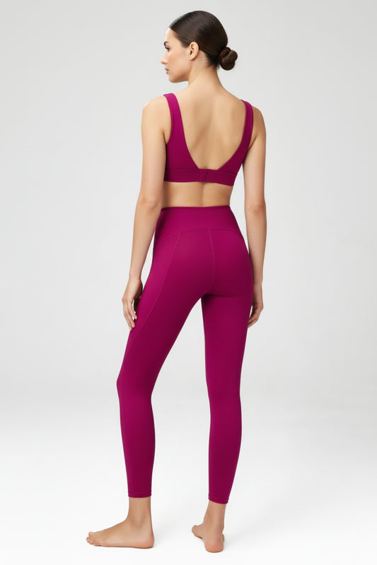 NoonFit Sculpt Set – Yüksek Bel Toparlayıcı Tayt & V Sırt Destekli Spor Sütyeni