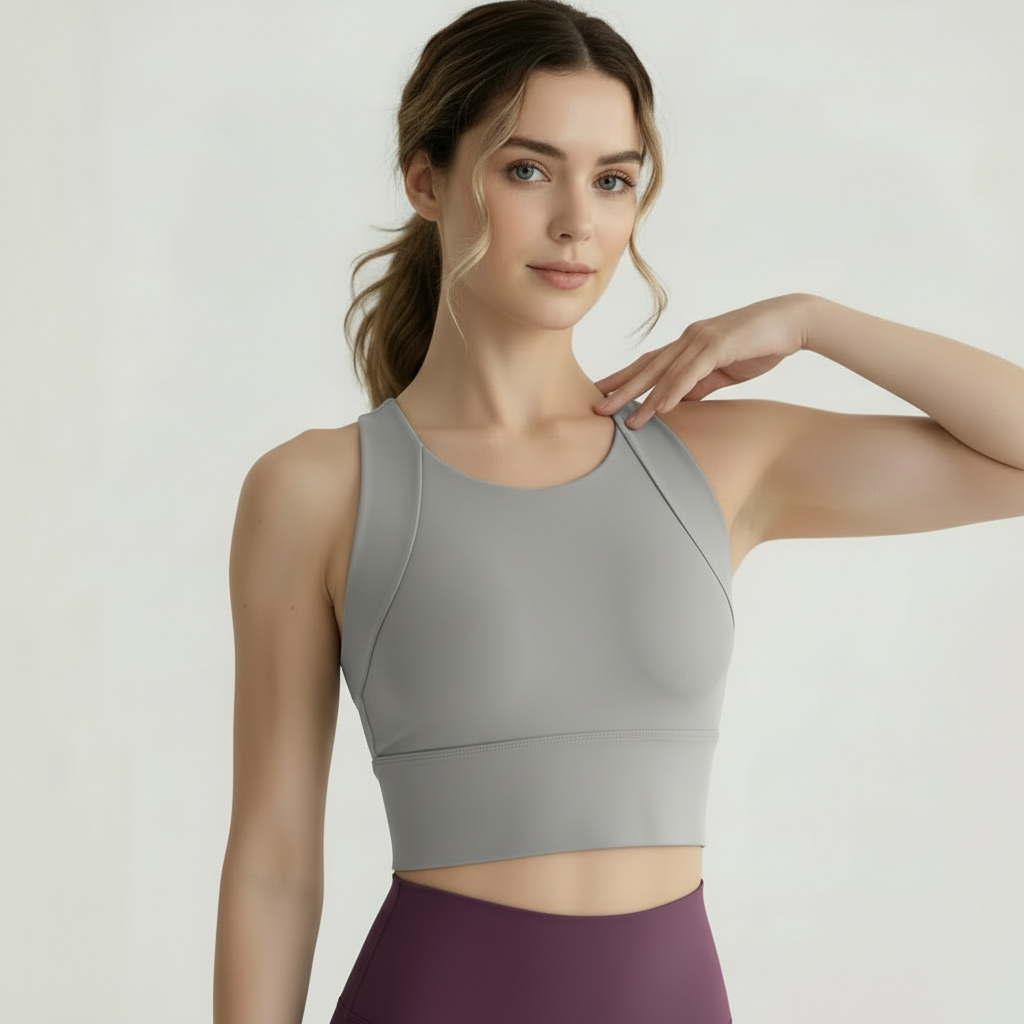 NoonFit Sculpt Destekli Spor Sütyeni – Push-Up Etkili, Yüksek Destek, Hızlı Kuruyan Kumaş Gri