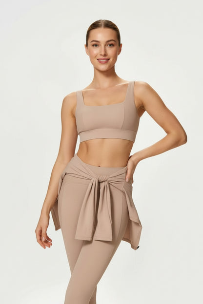 NoonFit Sculpt Set – Yüksek Bel Toparlayıcı Tayt & V Sırt Destekli Spor Sütyeni