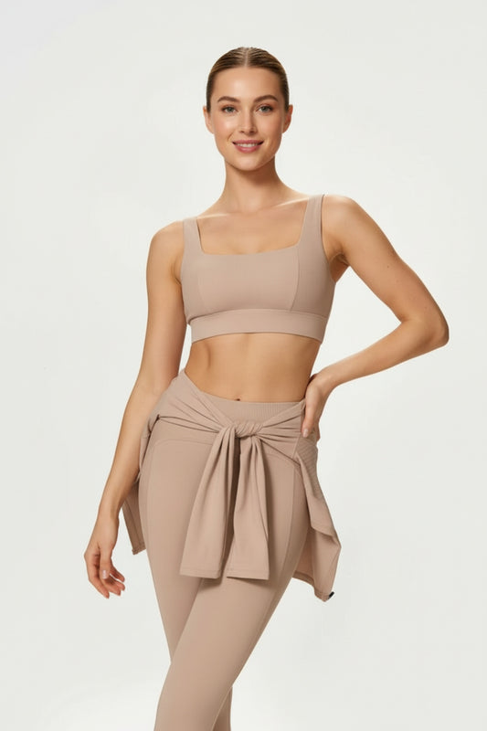 NoonFit Sculpt Set – Yüksek Bel Toparlayıcı Tayt & V Sırt Destekli Spor Sütyeni