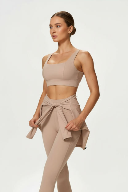 NoonFit Sculpt Set – Yüksek Bel Toparlayıcı Tayt & V Sırt Destekli Spor Sütyeni