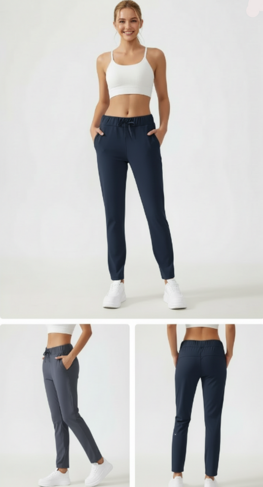 Noonfit Flow – Yüksek Bel Toparlayıcı Yoga & Günlük Pantolon | Dört Yönlü Streç -Antrasit Mavi