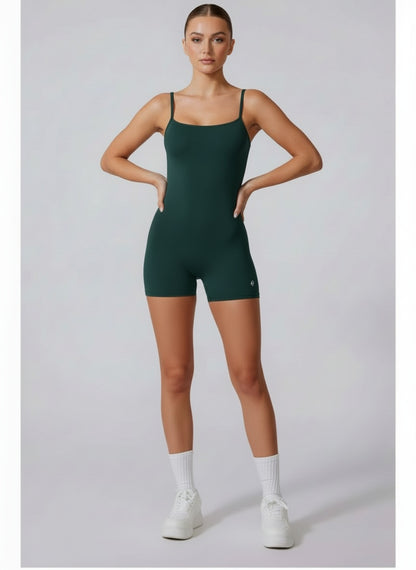 Kadın Sırtı Açık Spor Tulum – Kısa Tayt Form Fitness & Pilates Romper