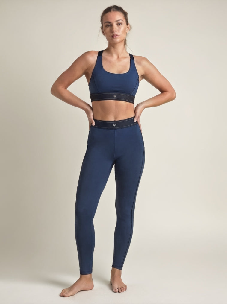 Pilates Tayt Spor Sütyeni Seti Lacivert- Yüksek Bel | NOONFIT