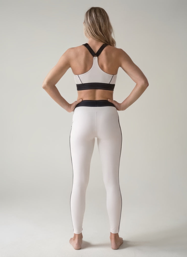 Pilates Tayt Spor Sütyeni Seti Ekru - Yüksek Bel | NOONFIT