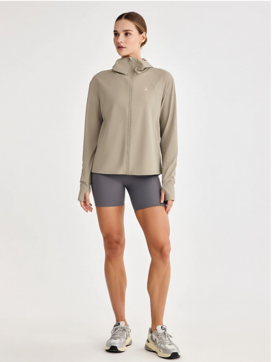 NoonFit Zip-Up Kapüşonlu Spor Ceket – Hafif, Nefes Alabilir & UV Korumalı Zip Hoodie