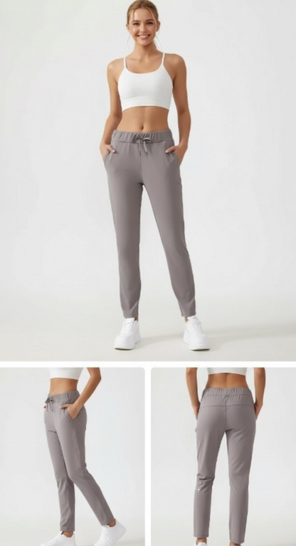 Noonfit Flow – Yüksek Bel Toparlayıcı Yoga & Günlük Pantolon | Dört Yönlü Streç -Gri