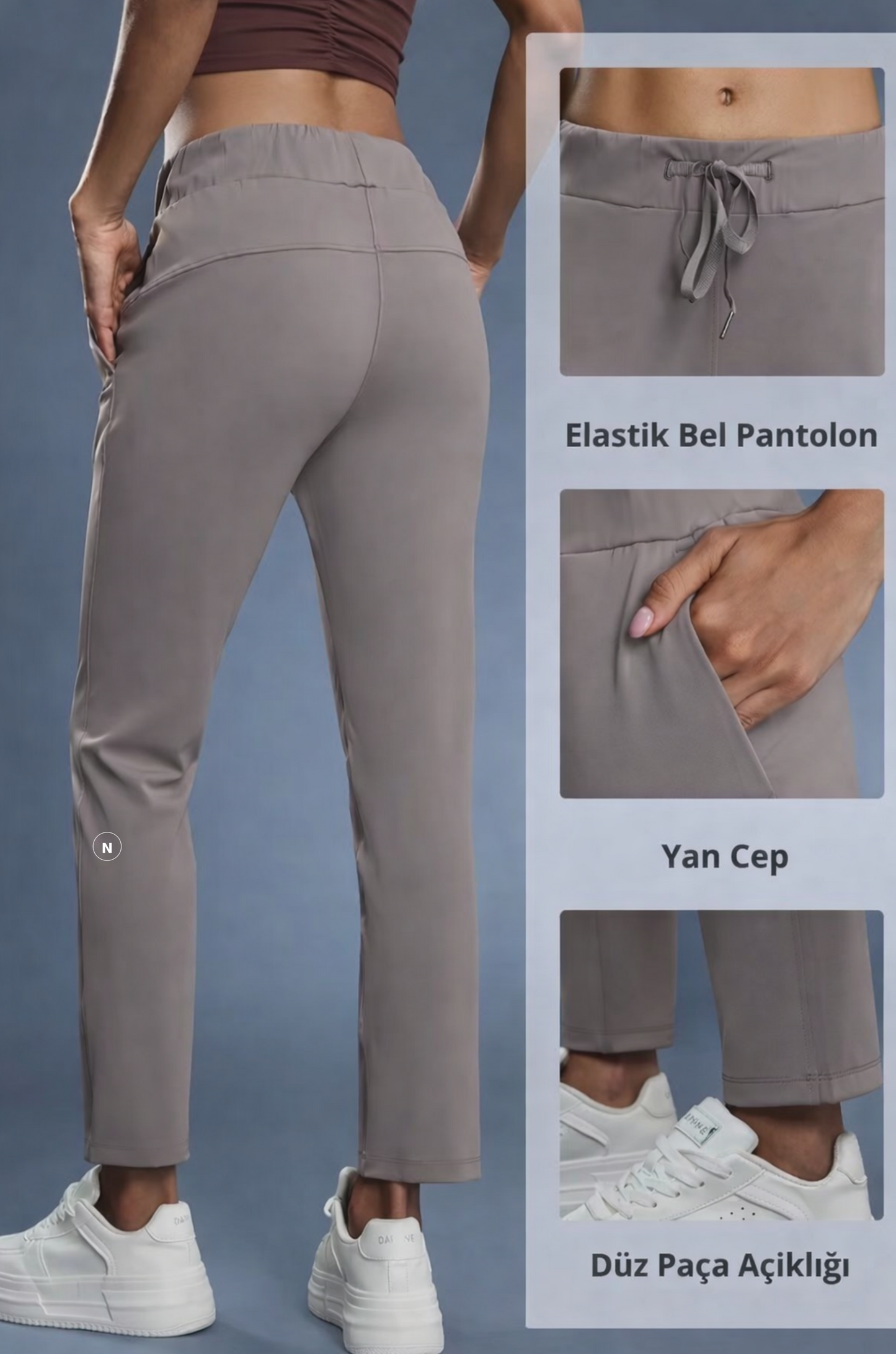 Noonfit Flow – Yüksek Bel Toparlayıcı Yoga & Günlük Pantolon | Dört Yönlü Streç -Gri